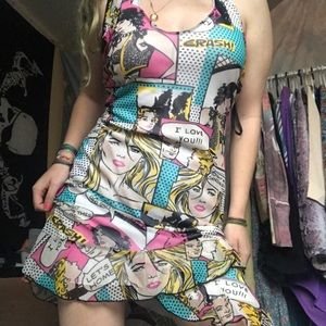 unique artsy colorful pop art halter dress
